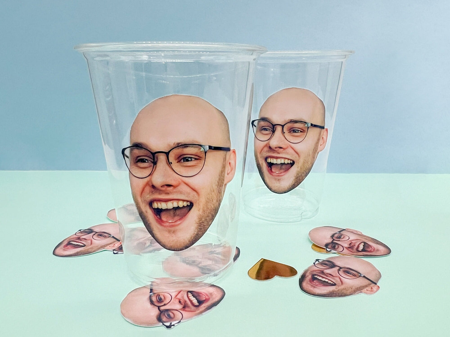 Custom Photo Face Cutout Plastic Glasses - 10 oz - Bachelorette, Birthday, Bridal Decorations