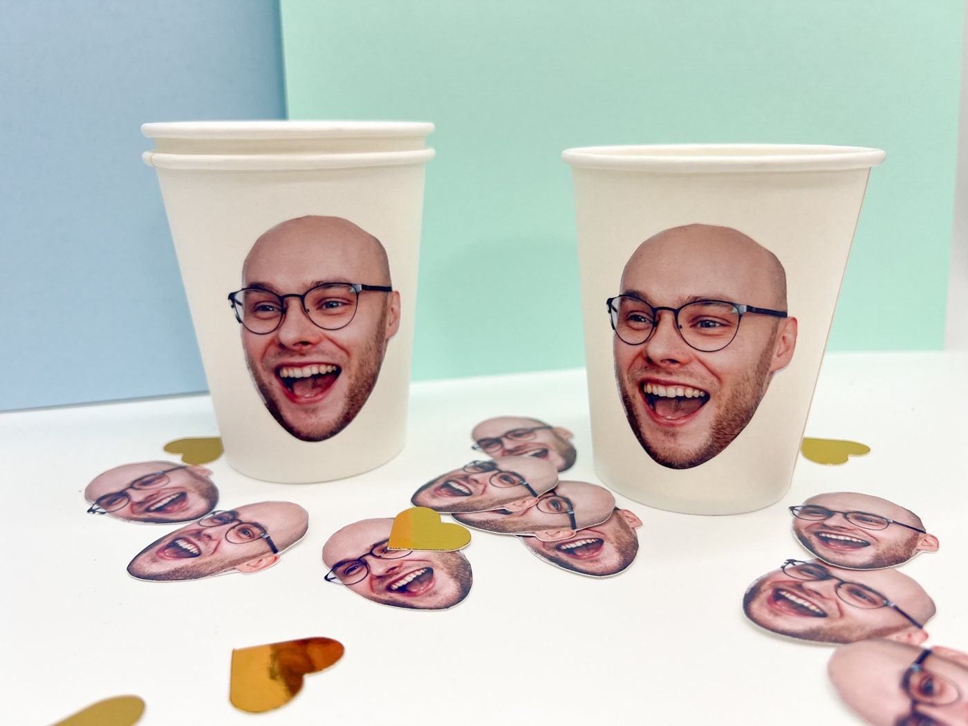 Face Cutout Paper Cups for Bachelorette Party, Birthday, Graduation - 8 oz - 10 pack