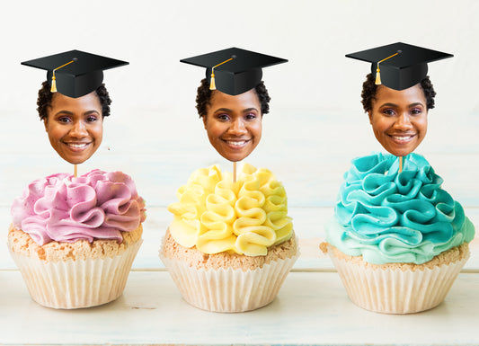 2022 Custom Graduation Photo Cupcake Toppers - Designs by MCB