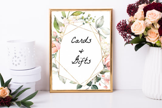Printable Floral Frame Cards and Gifts Sign - EDIE - Designs by MelissaCB