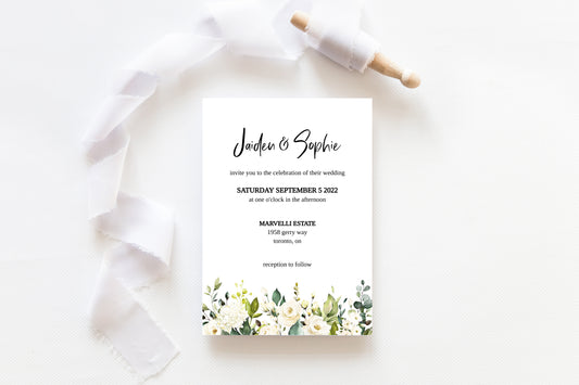 Floral Wedding Invitation Template - JAIDEN2 - Designs by MelissaCB