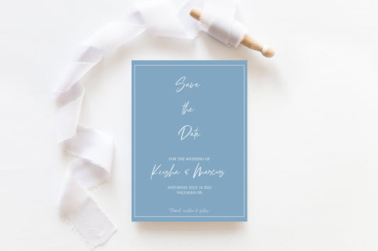 Dusty Blue Save the Date Template - Designs by MelissaCB