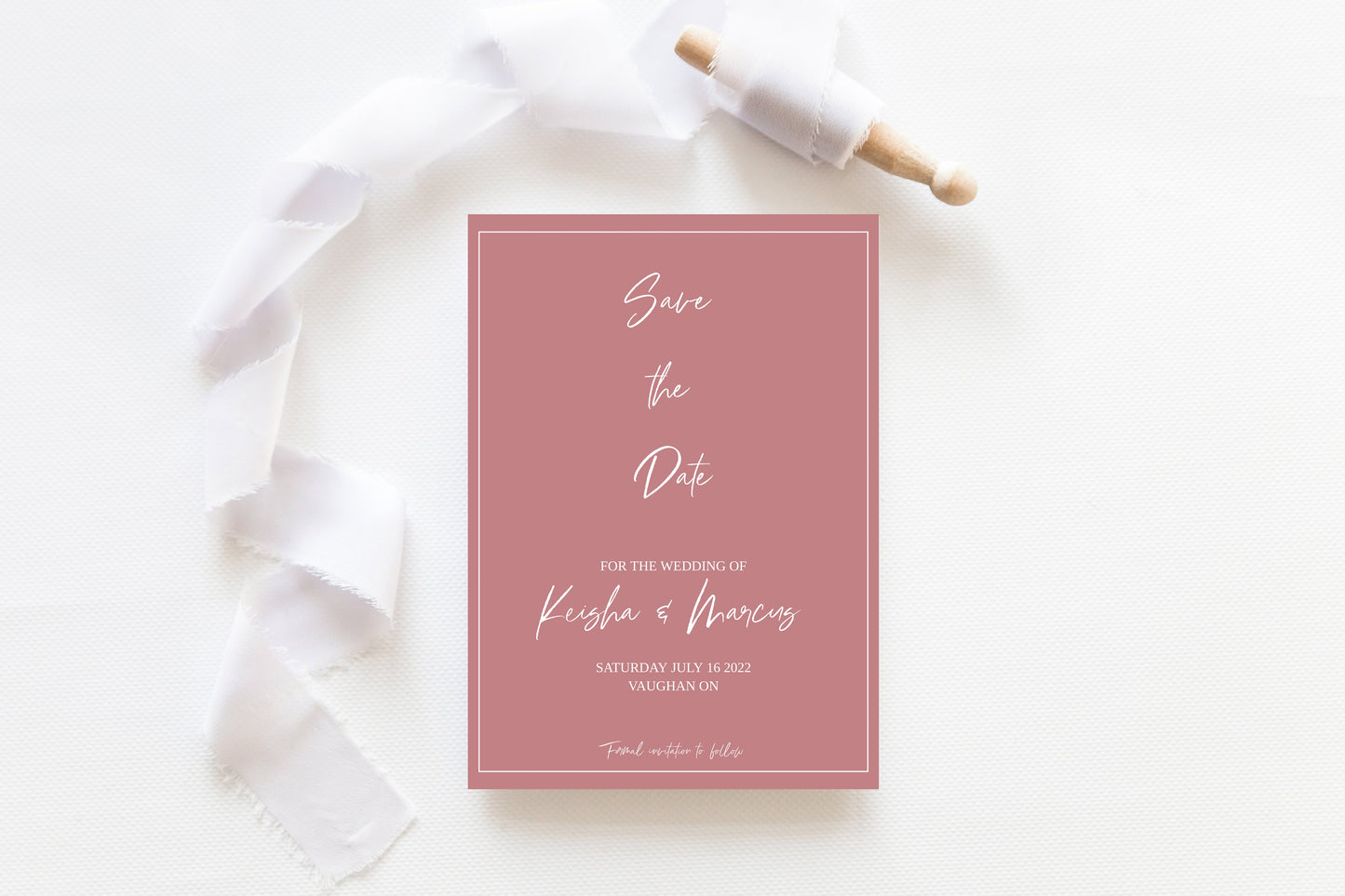 Dusty Rose Save the Date Template 02 - Designs by MelissaCB