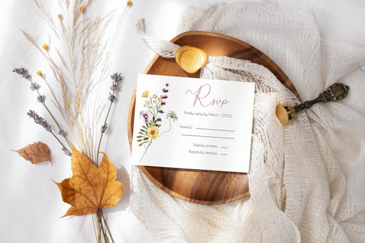 Wildflower Wedding RSVP Card Template, Printable RSVP Card, B002