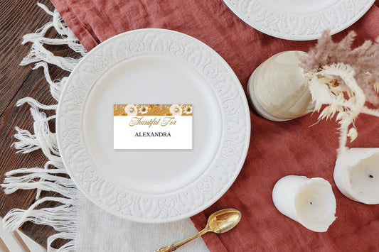Printable Thanksgiving & Friendsgiving Place Card Template with Floral Design