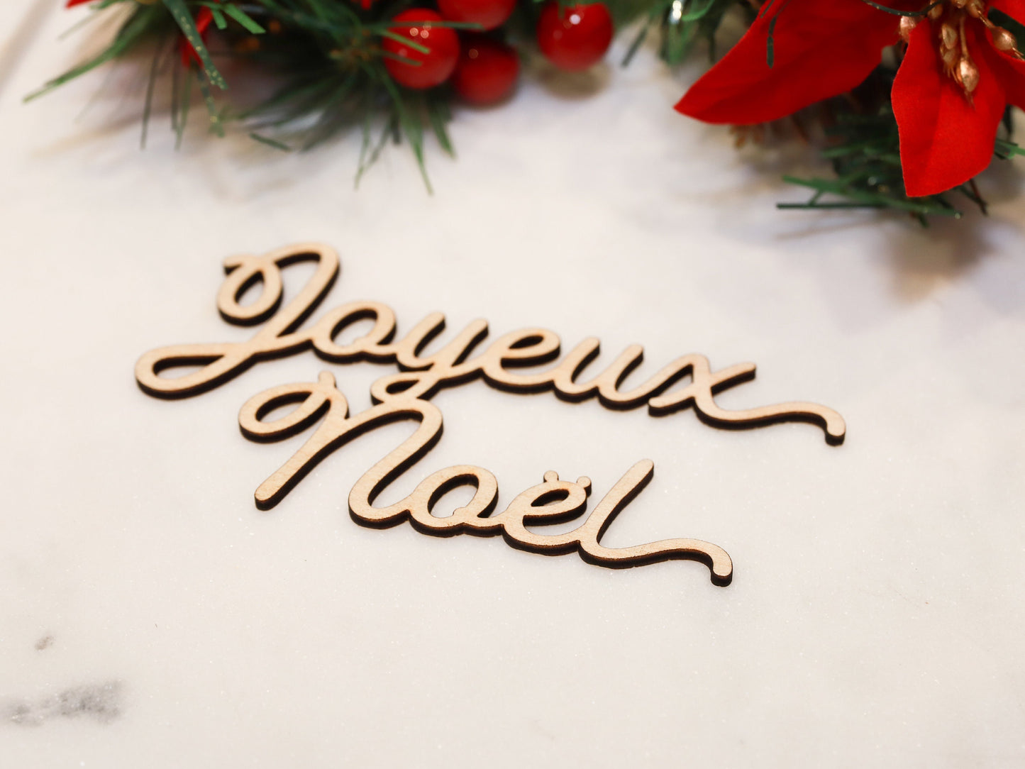 Joyeux Noël Christmas Place Card - Holiday Table Setting Decoration - Christmas Place Setting Words