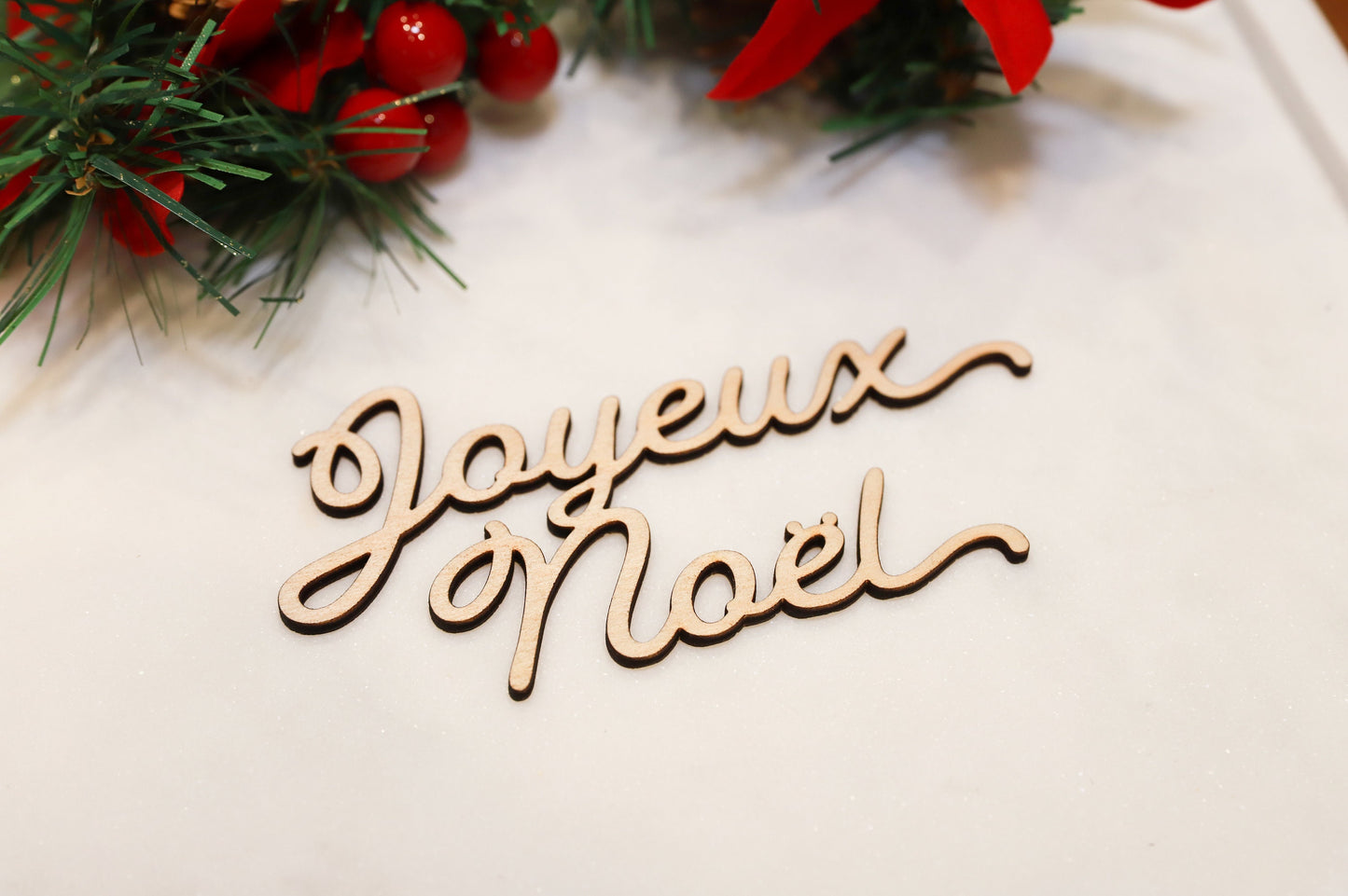 Joyeux Noël Christmas Place Card - Holiday Table Setting Decoration - Christmas Place Setting Words