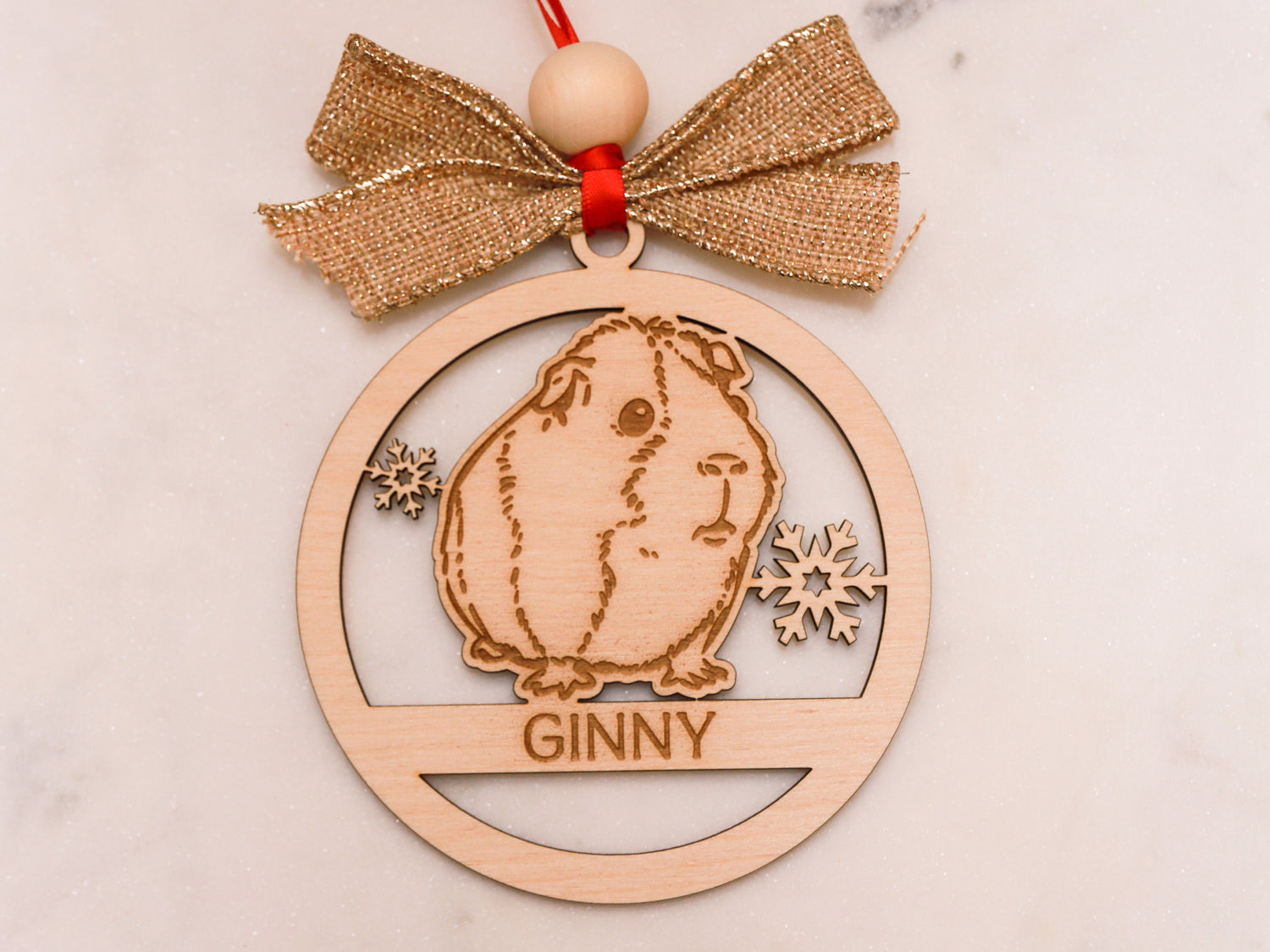 Personalized Wood Guinea Pig Ornament with Name