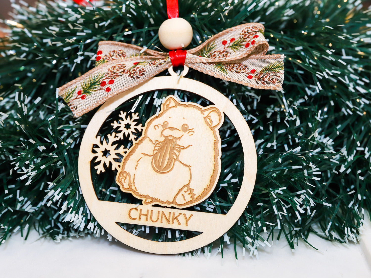 Personalized Hamster Wood Christmas Ornament - Gift for Hamster Owners