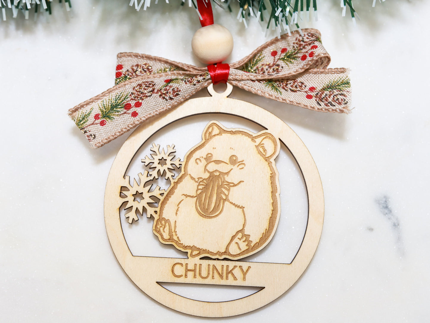 Personalized Hamster Wood Christmas Ornament - Gift for Hamster Owners