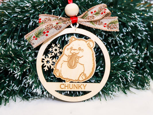 Personalized Hamster Wood Christmas Ornament - Gift for Hamster Owners