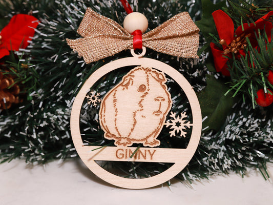 Personalized Wood Guinea Pig Ornament with Name