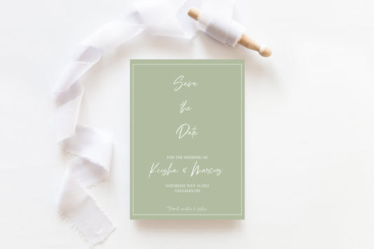 Sage Green Save the Date Template - Designs by MelissaCB