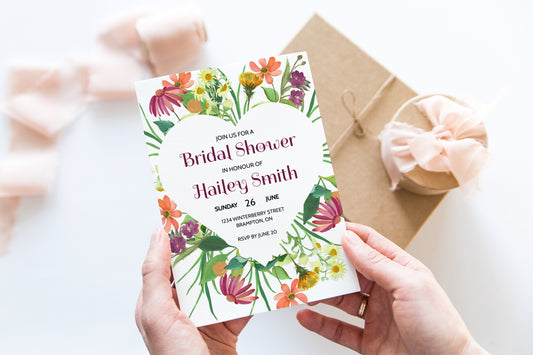 wildflower bridal shower invitation template